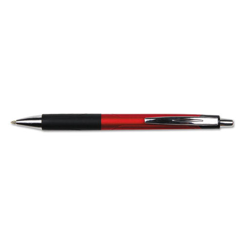 Comfort Grip Retractable Ballpoint Pen, Medium 1mm, Red Ink-barrel, Dozen