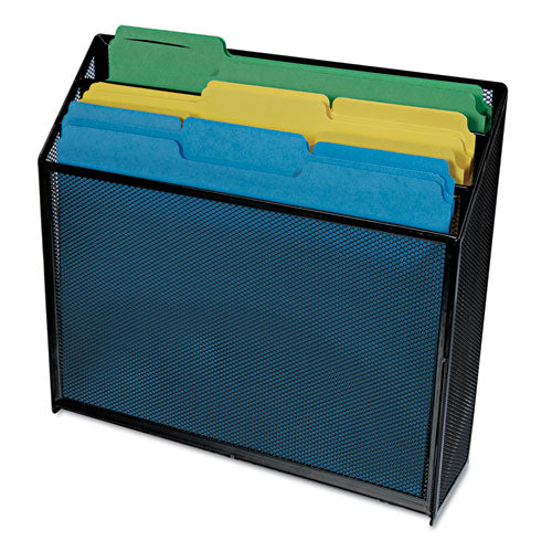 Deluxe Mesh Three-tier Organizer, 3 Sections, Letter Size Files, 12.63" X 3.63" X 11.5", Black