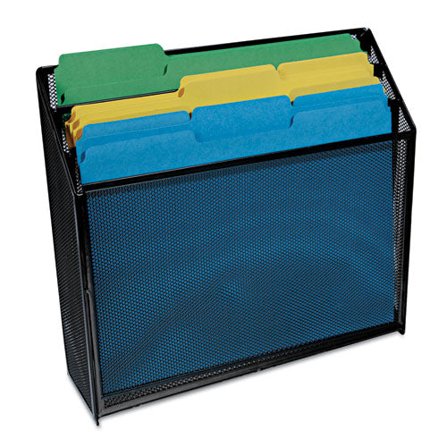 Deluxe Mesh Three-tier Organizer, 3 Sections, Letter Size Files, 12.63" X 3.63" X 11.5", Black