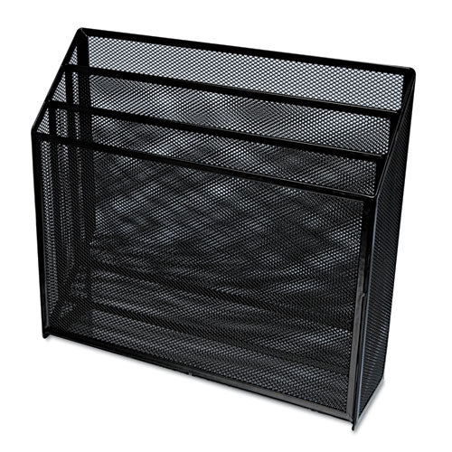 Deluxe Mesh Three-tier Organizer, 3 Sections, Letter Size Files, 12.63" X 3.63" X 11.5", Black
