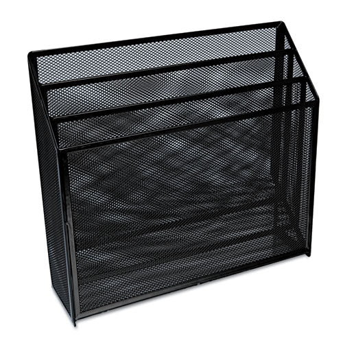 Deluxe Mesh Three-tier Organizer, 3 Sections, Letter Size Files, 12.63" X 3.63" X 11.5", Black