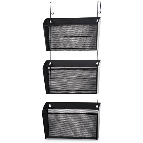 Mesh Three-pack Wall Files With Hanger, Letter, Black