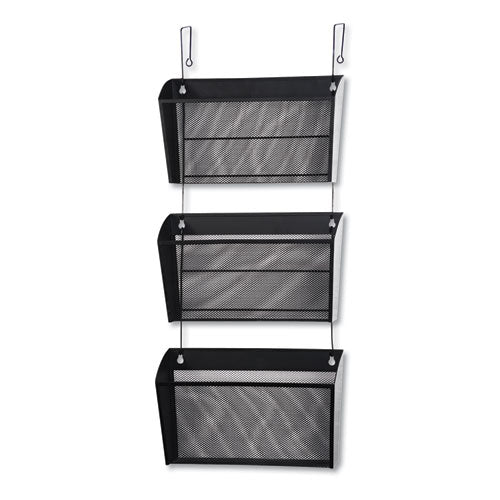 Mesh Three-pack Wall Files With Hanger, Letter, Black