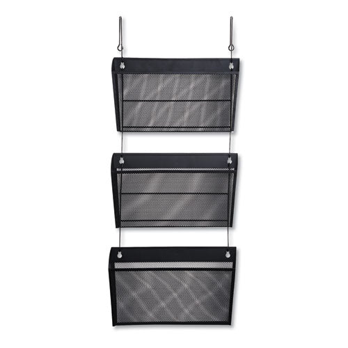 Mesh Three-pack Wall Files With Hanger, Letter, Black