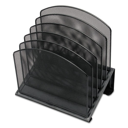 Metal Mesh Tiered File Sorter, 5 Sections, Letter To Legal Size Files, 11.25" X 7.5" X 11.25", Black