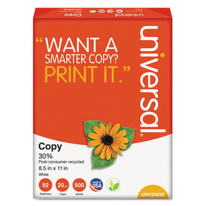 30% Recycled Copy Paper, 92 Bright, 20lb, 8.5 X 11, White, 500 Sheets-ream, 10 Reams-carton