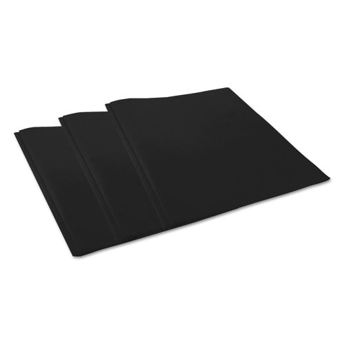 Plastic Twin-pocket Report Covers With 3 Fasteners, 100 Sheets, Black, 10-pk