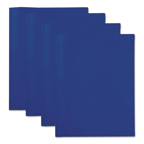 Plastic Twin-pocket Report Covers With 3 Fasteners, 100 Sheets,navyblue, 10-pk