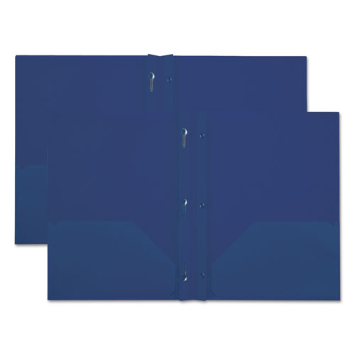 Plastic Twin-pocket Report Covers With 3 Fasteners, 100 Sheets,royalblue, 10-pk