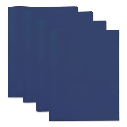 Plastic Twin-pocket Report Covers With 3 Fasteners, 100 Sheets,royalblue, 10-pk