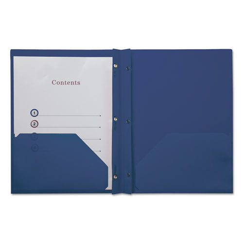 Plastic Twin-pocket Report Covers With 3 Fasteners, 100 Sheets,royalblue, 10-pk