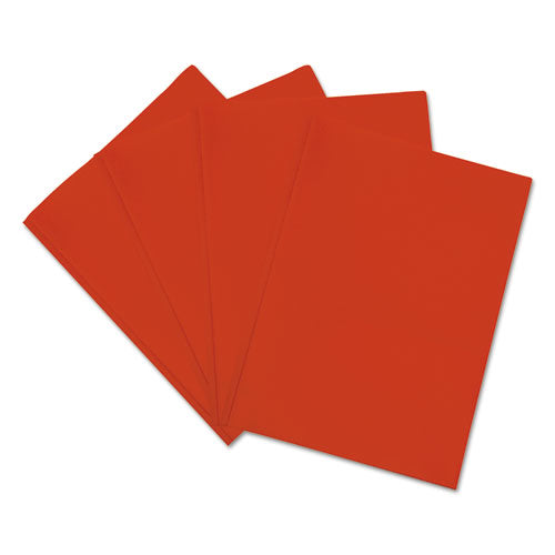 Plastic Twin-pocket Report Covers With 3 Fasteners, 100 Sheets, Red, 10-pk