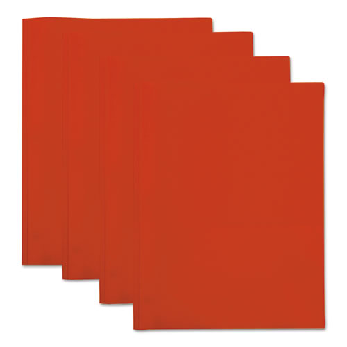 Plastic Twin-pocket Report Covers With 3 Fasteners, 100 Sheets, Red, 10-pk