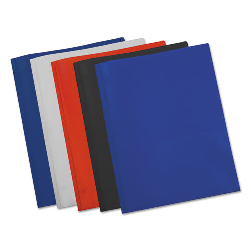 Plastic Twin-pocket Report Covers With 3 Fasteners, 100 Sheets, Assorted, 10-pk