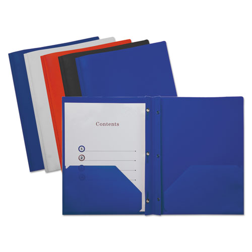 Plastic Twin-pocket Report Covers With 3 Fasteners, 100 Sheets, Assorted, 10-pk
