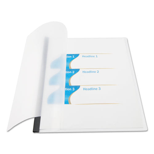 Clear View Report Cover With Slide-on Binder Bar, 20 Sheets, Black, 25 Per Pack