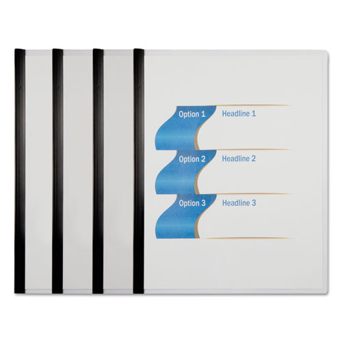 Clear View Report Cover With Slide-on Binder Bar, 20 Sheets, Black, 25 Per Pack