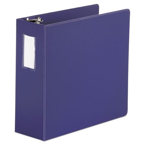 Deluxe Non-view D-ring Binder With Label Holder, 3 Rings, 4" Capacity, 11 X 8.5, Navy Blue