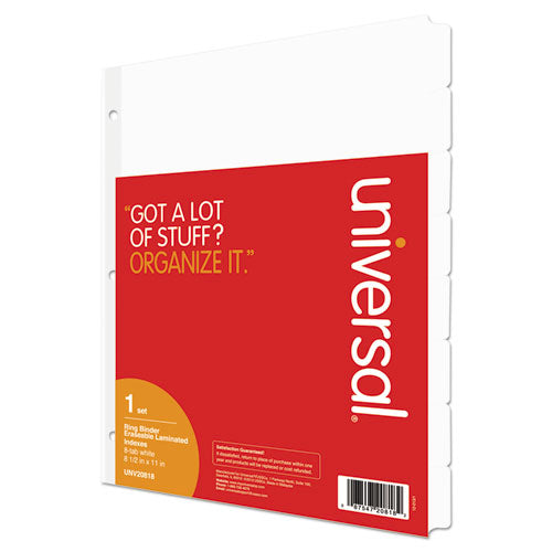 Deluxe Write-on-erasable Tab Index, 8-tab, 11 X 8.5, White, 1 Set