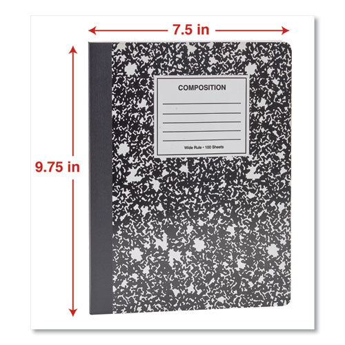 Composition Book, Wide-legal Rule, Black Marble Cover, 9.75 X 7.5, 100 Sheets