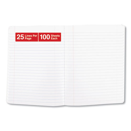 Composition Book, Wide-legal Rule, Black Marble Cover, 9.75 X 7.5, 100 Sheets, 6-pack