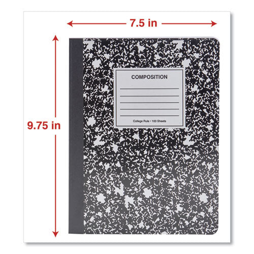Composition Book, Medium-college Rule, Black Marble Cover, 9.75 X 7.5, 100 Sheets