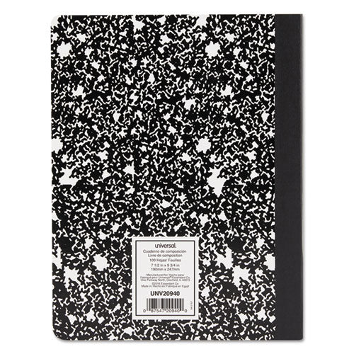 Composition Book, Medium-college Rule, Black Marble Cover, 9.75 X 7.5, 100 Sheets