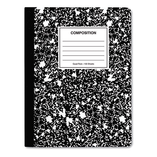 Composition Book, 4 Sq-in Quadrille Rule, Black Marble, 9.75 X 7.5, 100 Sheets