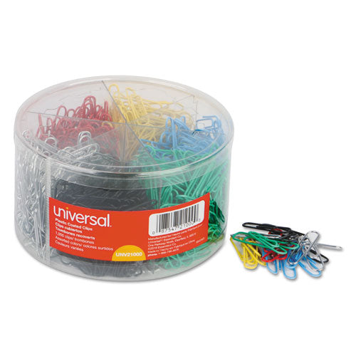 Plastic-coated Paper Clips, Assorted Sizes, Silver, 1,000-pack
