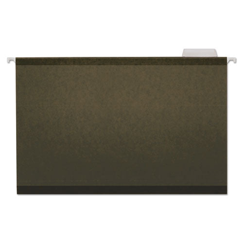Deluxe Reinforced Recycled Hanging File Folders, Legal Size, 1-5-cut Tab, Standard Green, 25-box