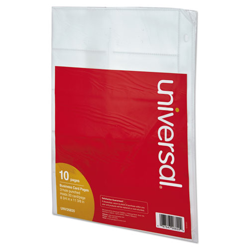 Business Card Binder Pages, 20 Cards-letter Page, Clear, 10 Pages-pack