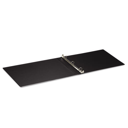 Ledger-size Round Ring Binder With Label Holder, 3 Rings, 1" Capacity, 11 X 17, Black