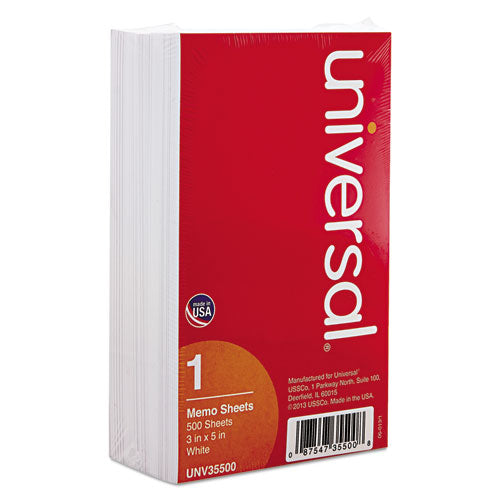 Loose White Memo Sheets, 3 X 5, Unruled, Plain White, 500-pack