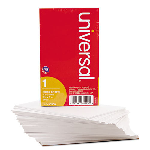 Loose White Memo Sheets, 3 X 5, Unruled, Plain White, 500-pack