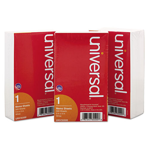 Loose White Memo Sheets, 3 X 5, Unruled, Plain White, 500-pack