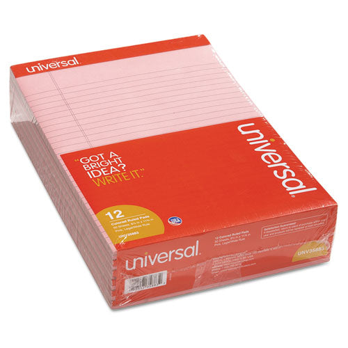 Colored Perforated Writing Pads, Wide-legal Rule, 8.5 X 11, Pink, 50 Sheets, Dozen
