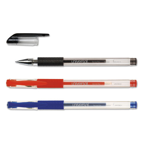 Comfort Grip Stick Gel Pen, Medium 0.7mm, Blue Ink, Clear Barrel, Dozen
