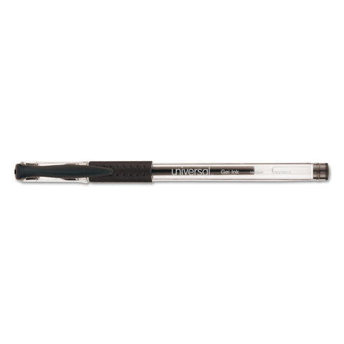Comfort Grip Stick Gel Pen, Medium 0.7mm, Black Ink, Clear Barrel, 60-pack