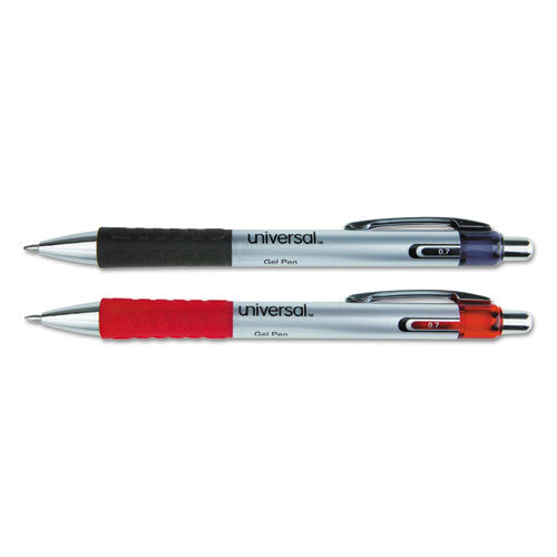 Comfort Grip Retractable Gel Pen, Medium 0.7mm, Black Ink, Silver Barrel, 36-set