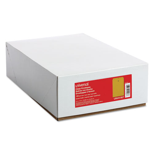 Kraft Clasp Envelope, #10 1-2, Square Flap, Clasp-gummed Closure, 9 X 12, Brown Kraft, 100-box