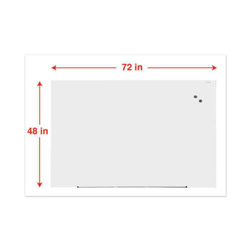 Frameless Magnetic Glass Marker Board, 72" X 48", White