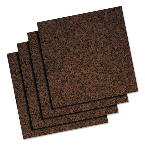 Cork Tile Panels, Dark Brown, 12 X 12, 4-pack