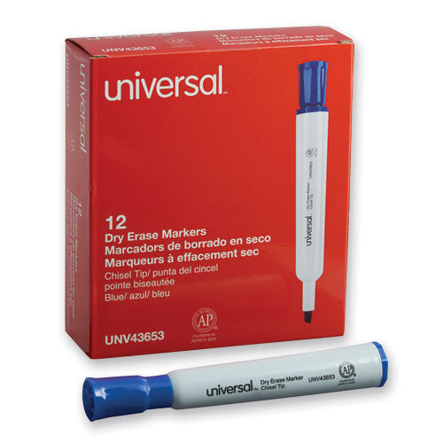 Dry Erase Marker, Broad Chisel Tip, Blue, Dozen