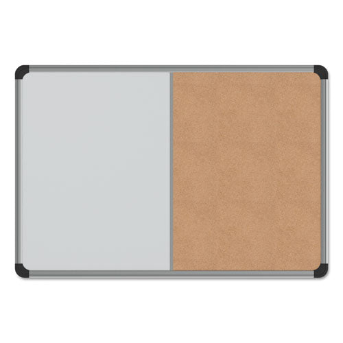 Cork-dry Erase Board, Melamine, 24 X 18, Black-gray Aluminum-plastic Frame