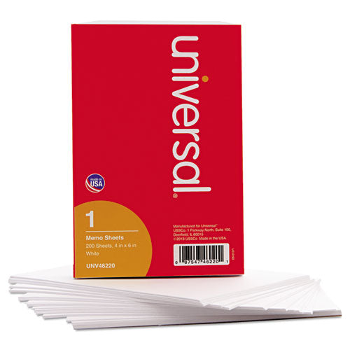 Loose White Memo Sheets, 4 X 6, Unruled, Plain White, 200-pack