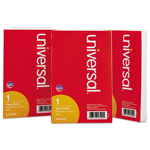 Loose White Memo Sheets, 4 X 6, Unruled, Plain White, 200-pack