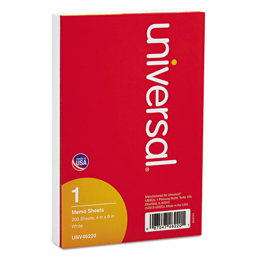 Loose White Memo Sheets, 4 X 6, Unruled, Plain White, 200-pack