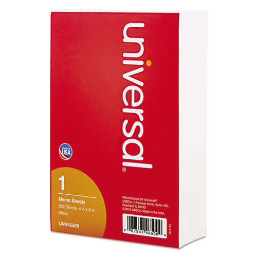 Loose White Memo Sheets, 4 X 6, Unruled, Plain White, 500-pack