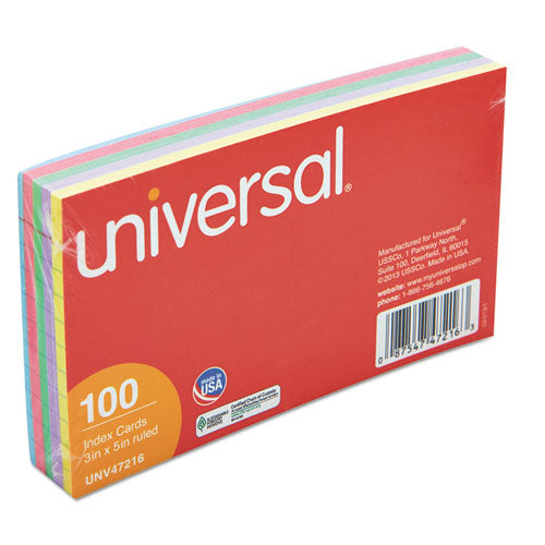 Index Cards, 3 X 5, Blue-violet-green-cherry-canary, 100-pack