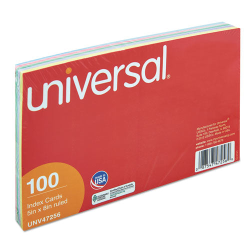 Index Cards, 5 X 8, Blue-salmon-green-cherry-canary, 100-pack